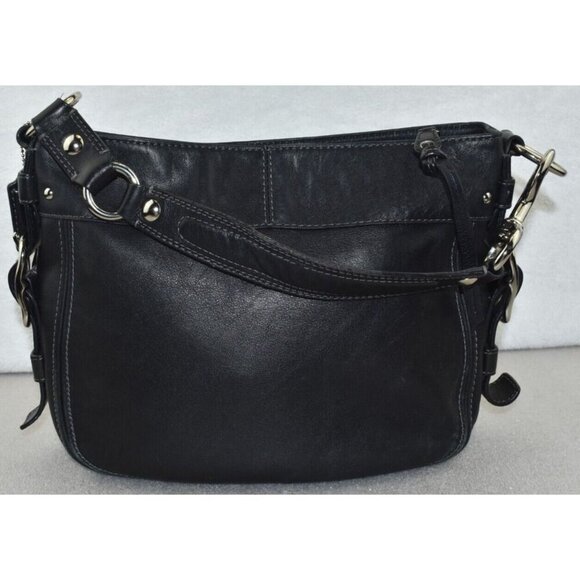 Coach Zoe Womens Black Leather Zipper Closure Hobo Shoulder Bag Purse - Picture 4 of 16